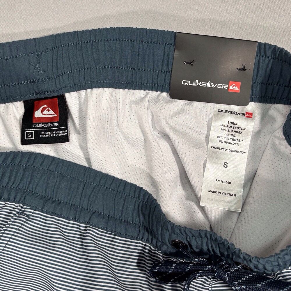 Quicksilver Stripe Print Swim Short Trunks Mens Small Blue Gray UPF 50 NWT - Picture 7 of 8
